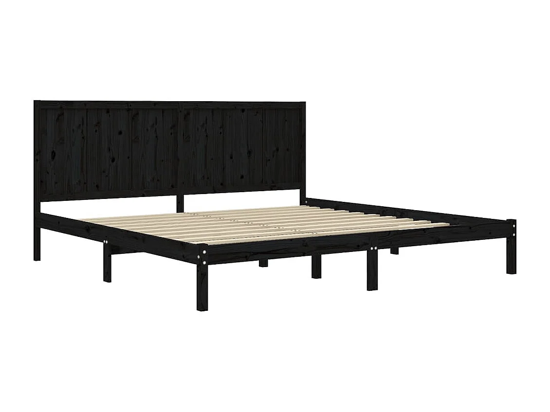 Lit-200x200 cm Noir Bois de pin massif EGGB54496