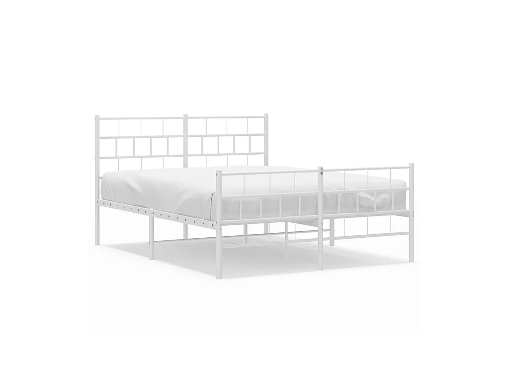 Lit-120x200 cm métal avec tête de lit/pied de lit blanc EGGB59255
