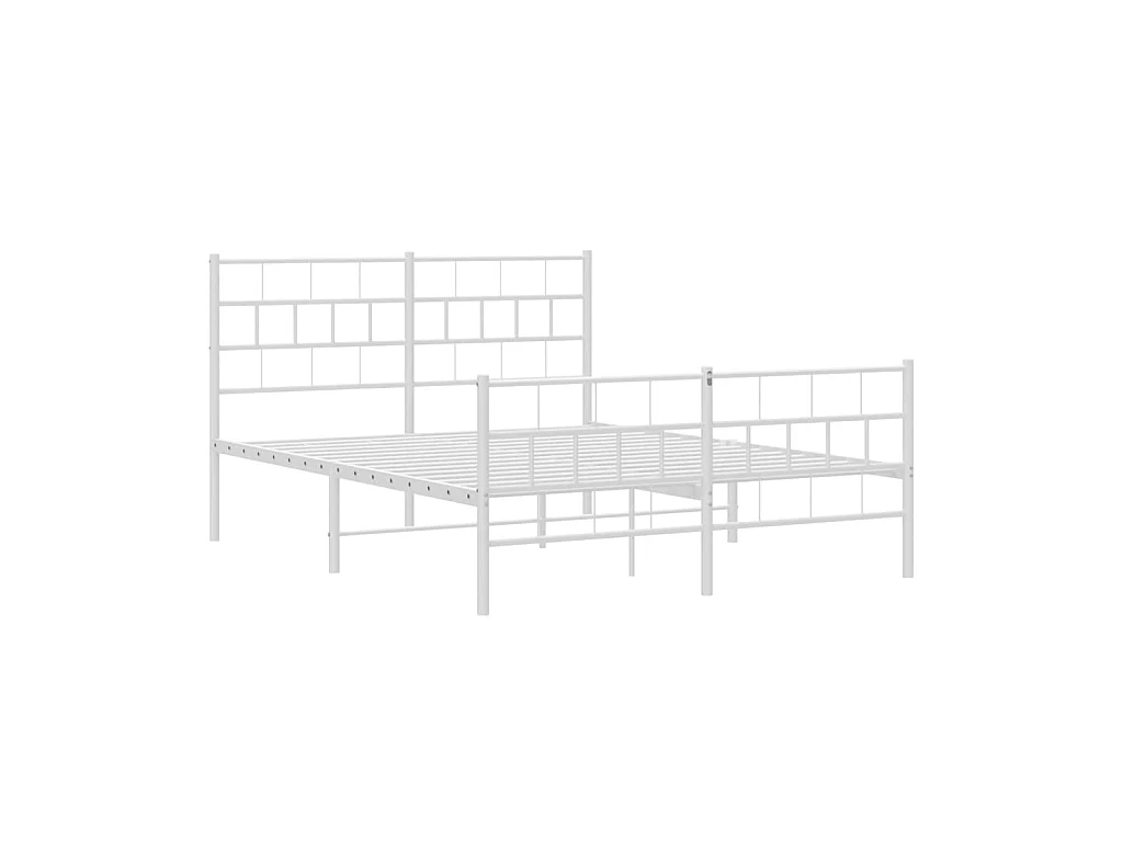 Lit-120x200 cm métal avec tête de lit/pied de lit blanc EGGB59255