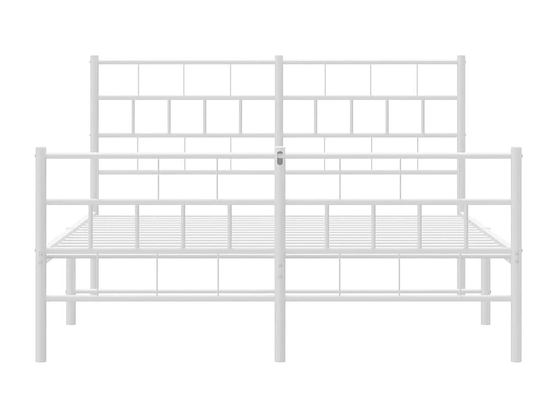 Lit-120x200 cm métal avec tête de lit/pied de lit blanc EGGB59255