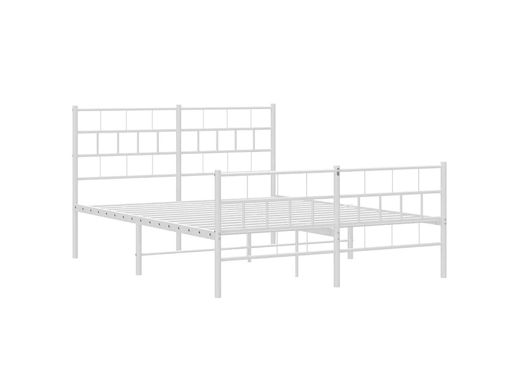 Cama 120x200 cm metal con cabecero y estribo blanco ES90811