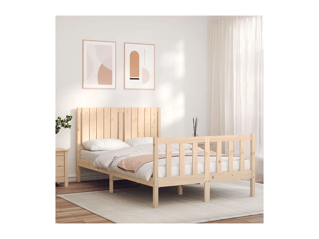 Bedframe met hoofdbord massief hout 120x200 cm NL76776