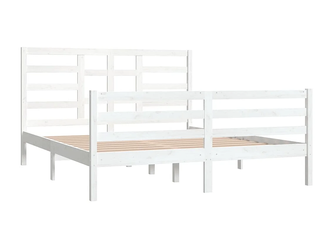 Lit-160x200 cm Blanc Bois massif EGGB48877