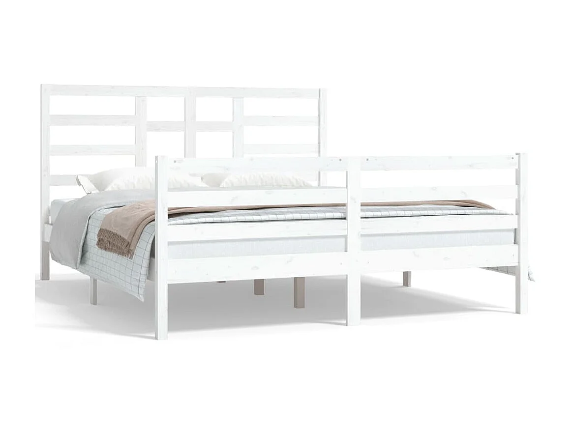 Cama 160x200 cm de madera maciza blanca ES40303