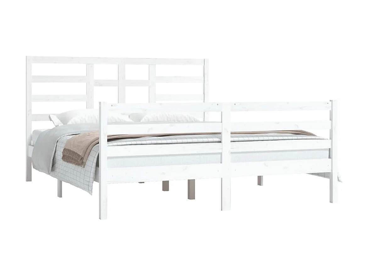 Cama 160x200 cm de madera maciza blanca ES40303