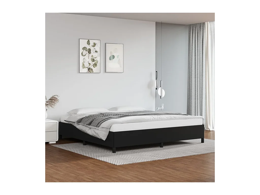 Cama 200x200 cm de cuero sintético negro ES25365