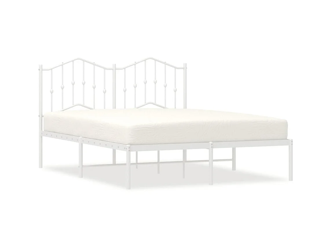 Lit-140x200 cm métal avec tête de lit blanc EGGB48279