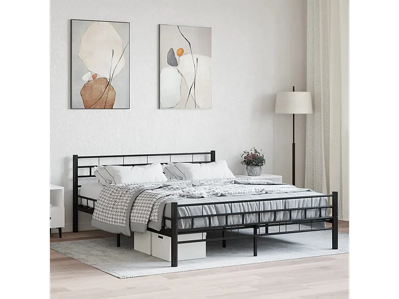 Cama aço 160x200 cm preto PT989895