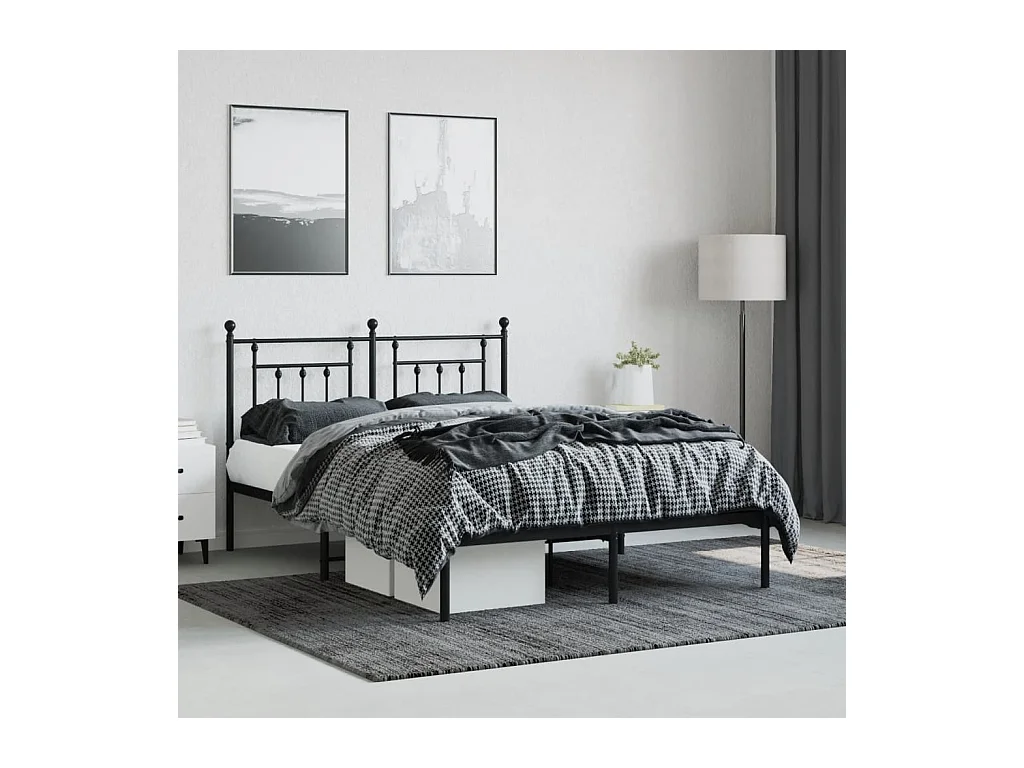Cama 140x200 cm con cabecero metal negro ES50526