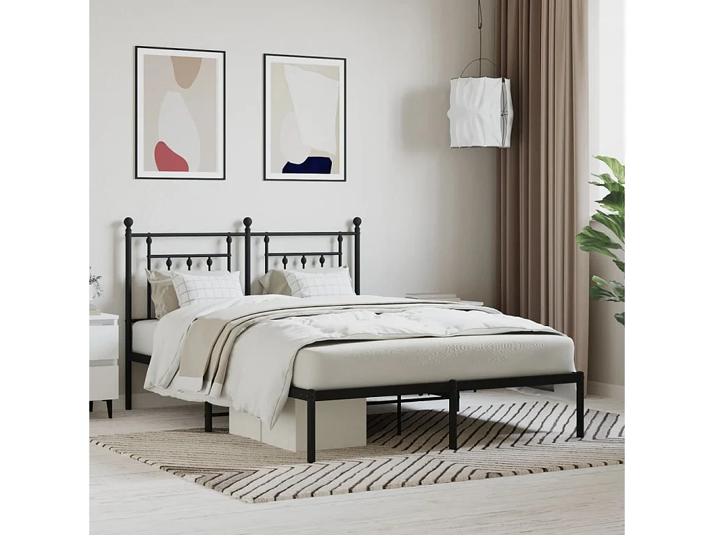 Bedframe met hoofdbord metaal zwart 140x200 cm NL18648