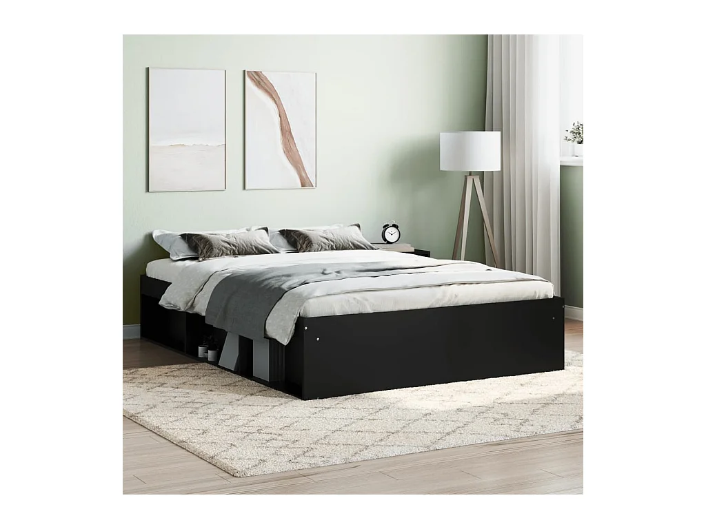 Lit-135x190 cm noir double EGGB99751