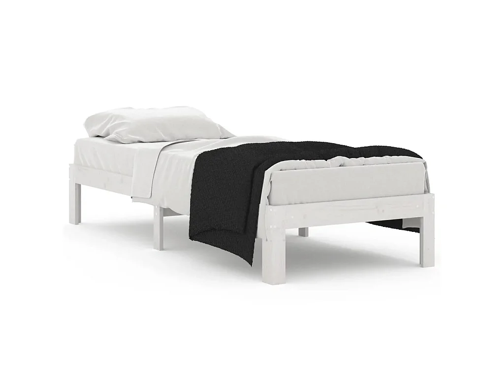 Cama pequena solteiro 75x190 cm madeira maciça branco PT473641