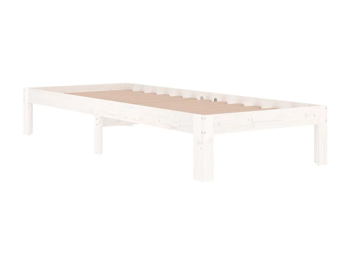 Cama pequena solteiro 75x190 cm madeira maciça branco PT473641