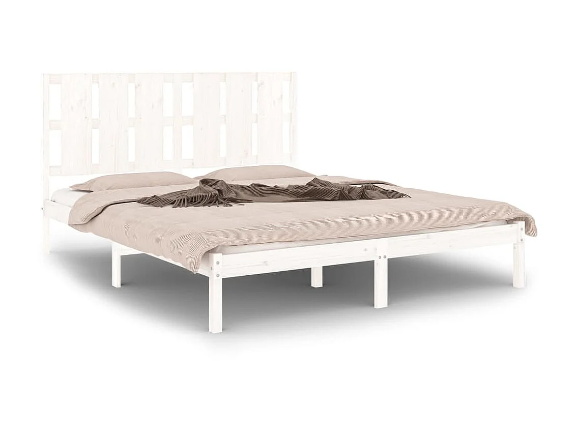 Cama 160x200 cm madeira de pinho maciça branco PT965848