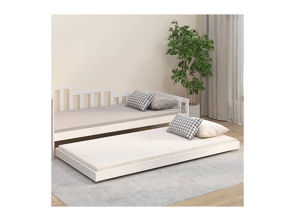 Lit-100x200 cm blanc bois de pin massif EGGB95074