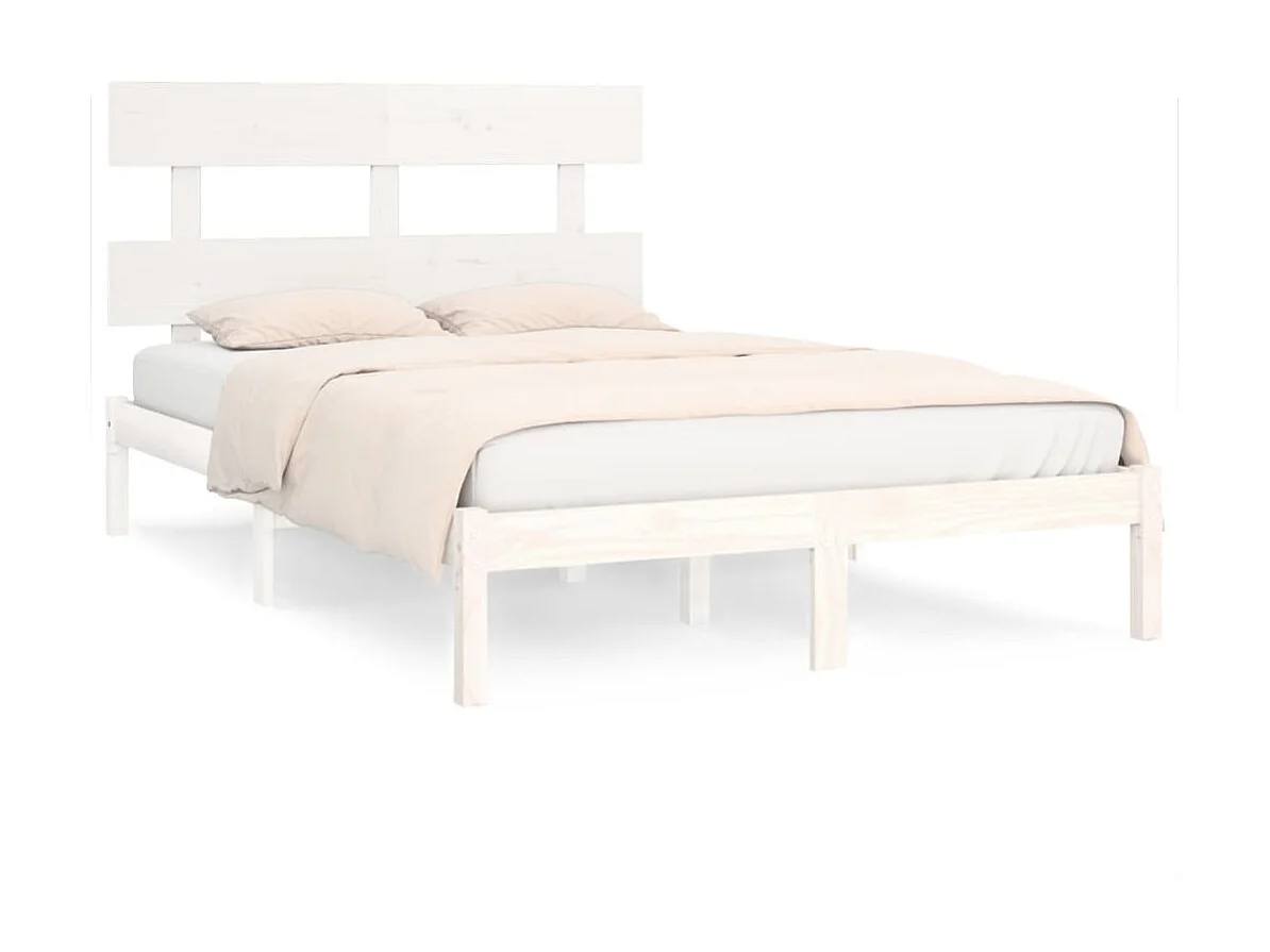 Cama 200x200 cm madeira maciça branco PT134902