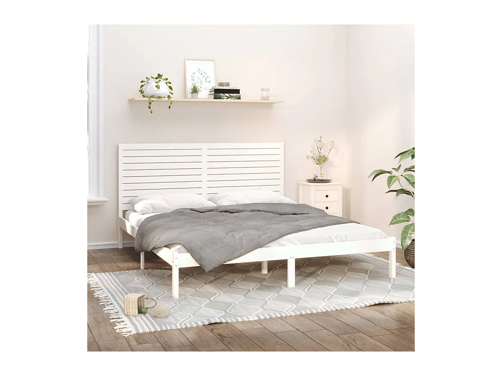 Lit-180x200 cm Blanc Bois massif Super King EGGB38928