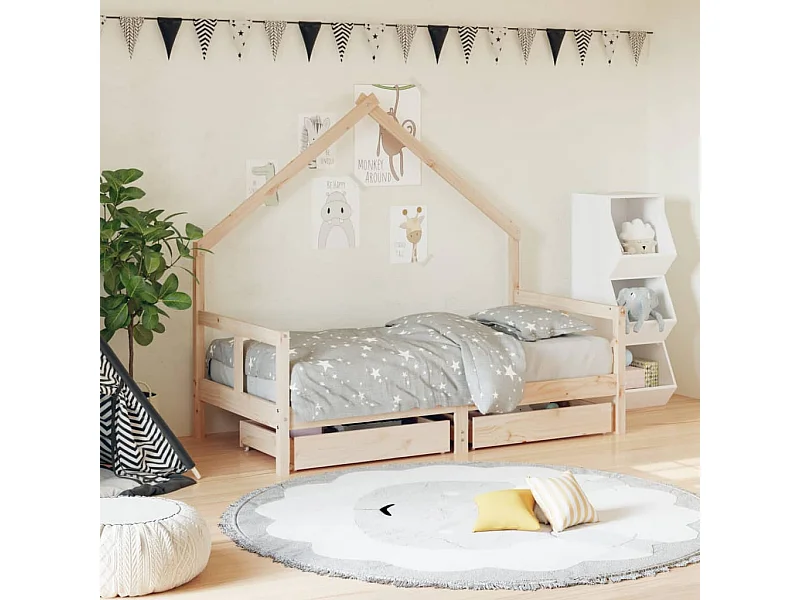 Cama 80x160 cm infantil con cajones madera de pino ES95826