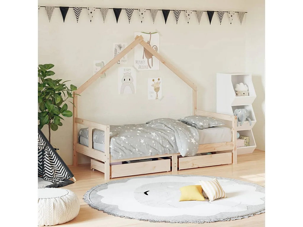 Cama 80x160 cm infantil con cajones madera de pino ES95826