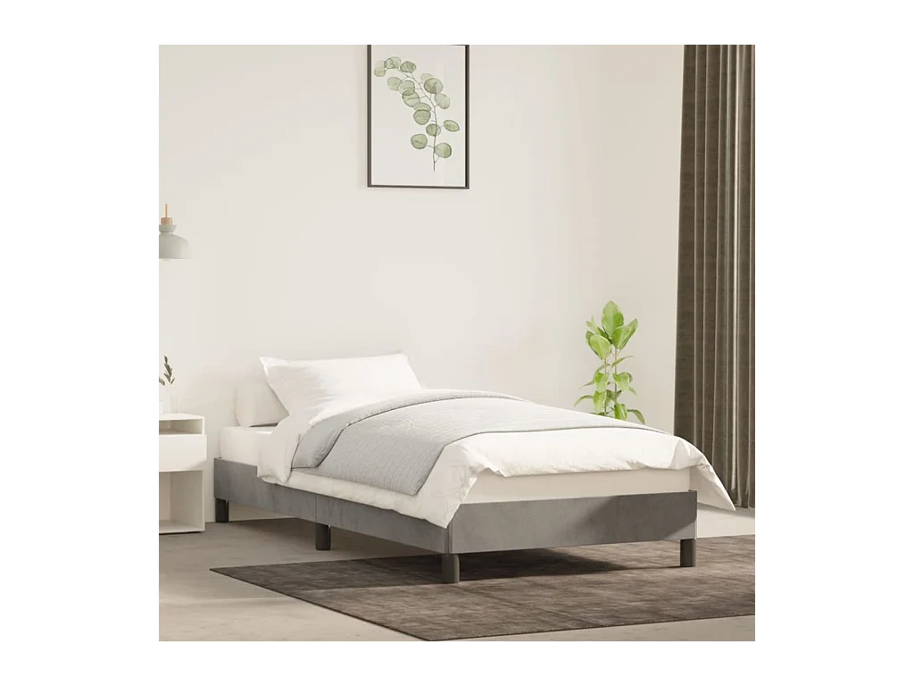 Lit-90x200 cm Gris clair Velours EGGB46170