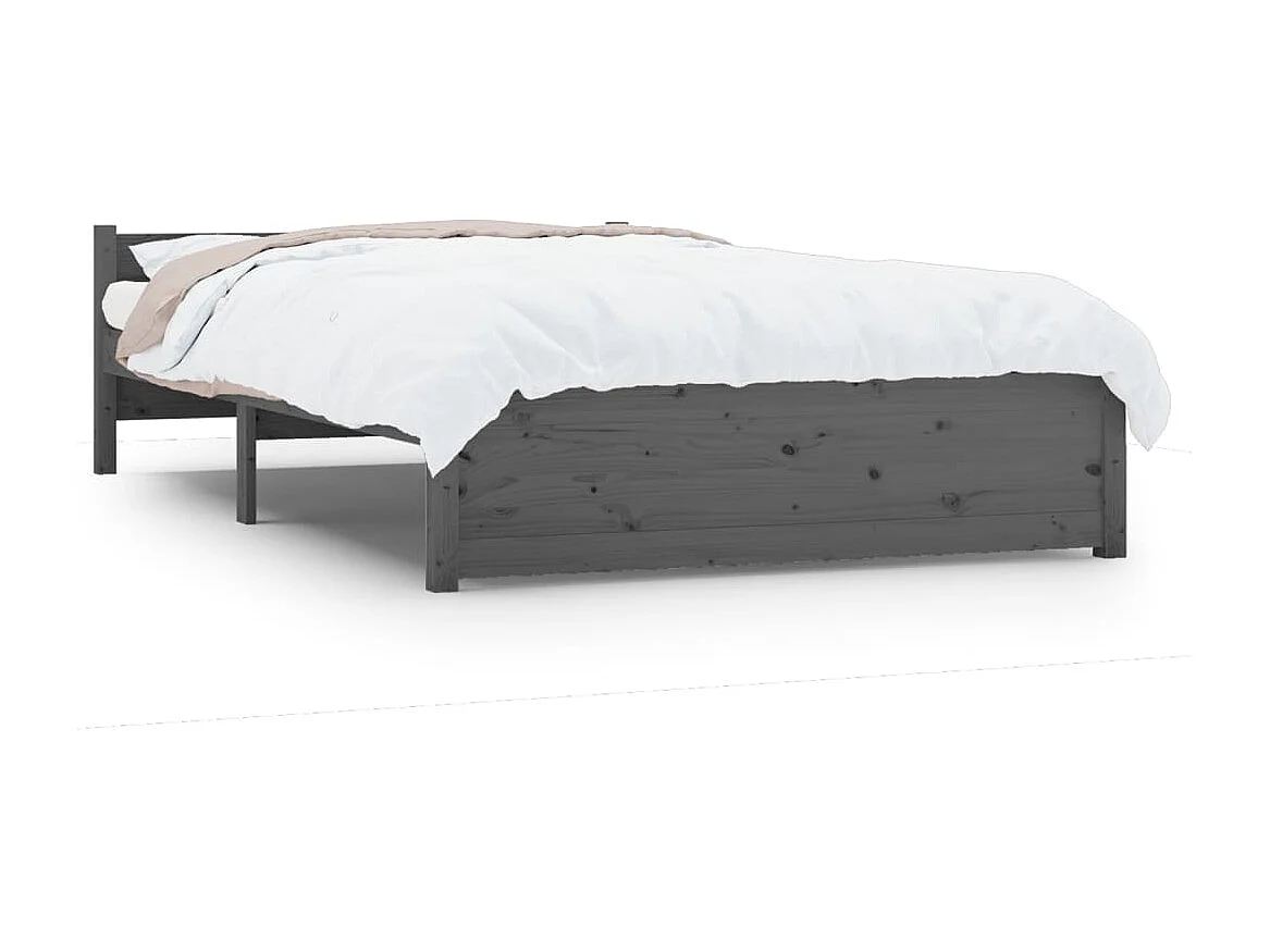 Lit-135x190 cm Gris Bois massif Double EGGB19378