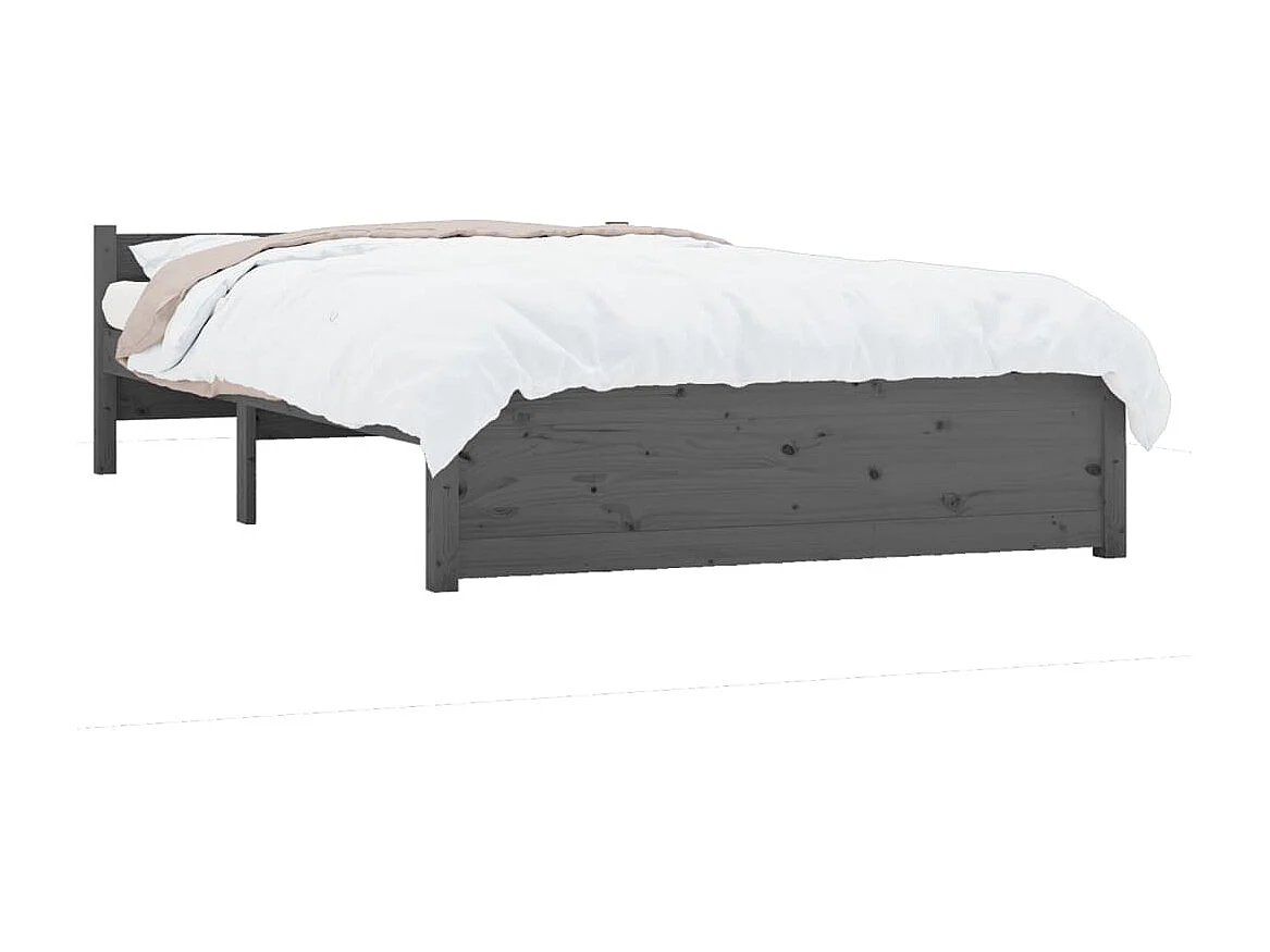 Lit-135x190 cm Gris Bois massif Double EGGB19378