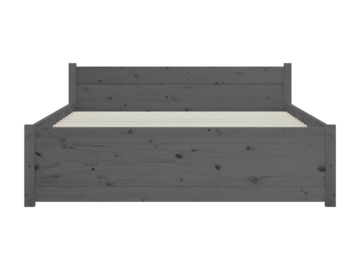 Lit-135x190 cm Gris Bois massif Double EGGB19378