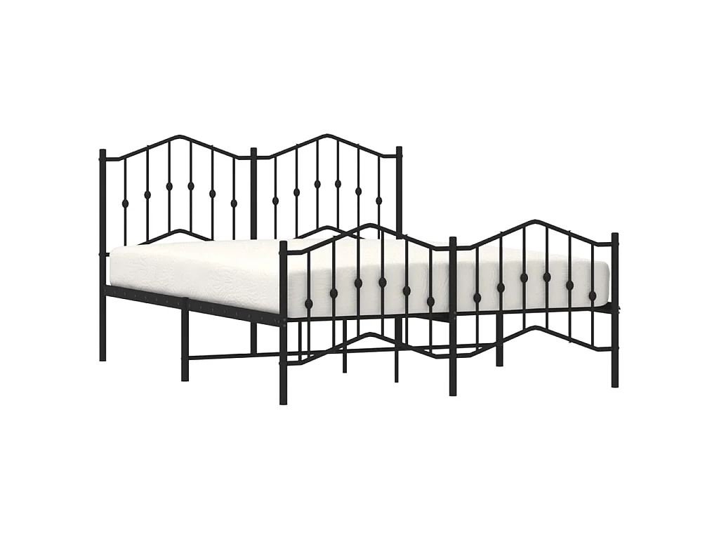 Cama 140x200 cm cabecero y estribo metal negro ES33103