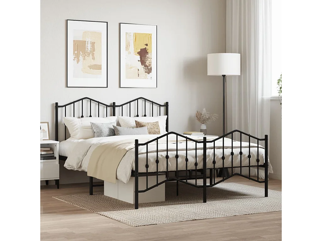 Bedframe met hoofd- en voeteneinde metaal zwart 140x200 cm NL65310