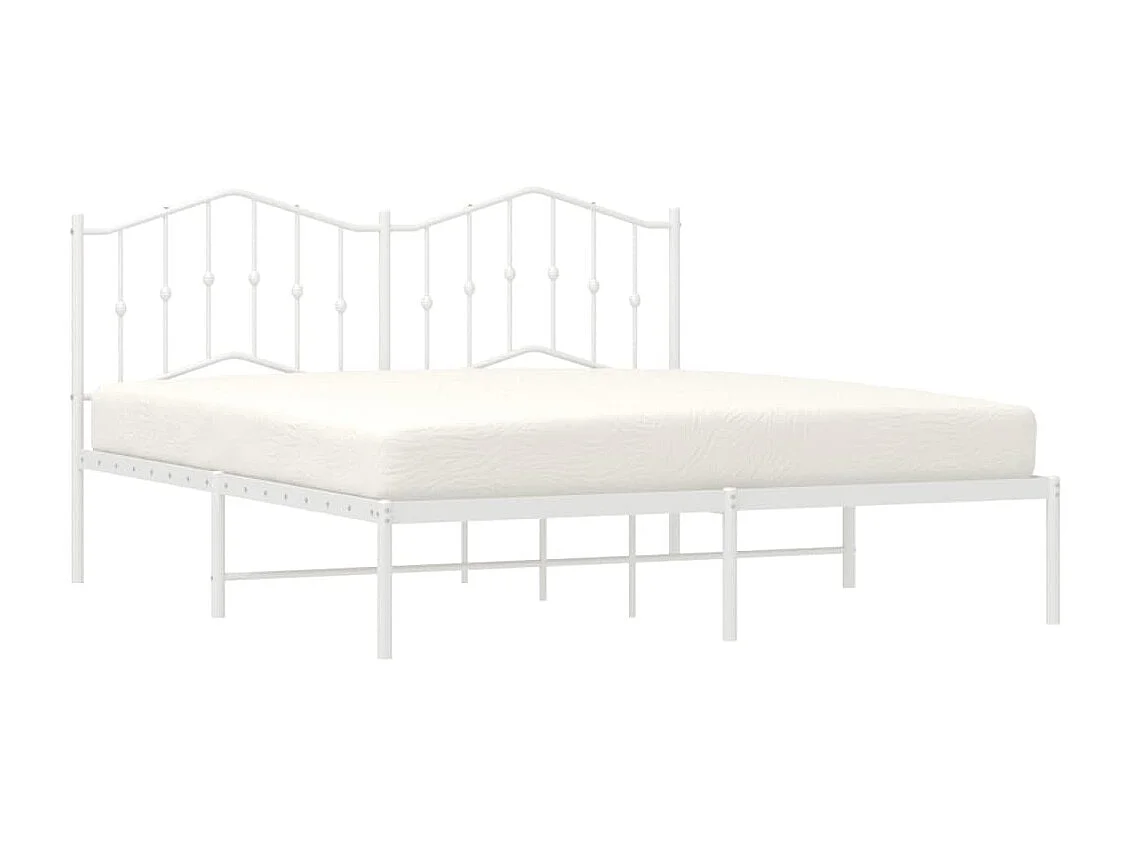Lit-183x213 cm métal avec tête de lit blanc EGGB80227