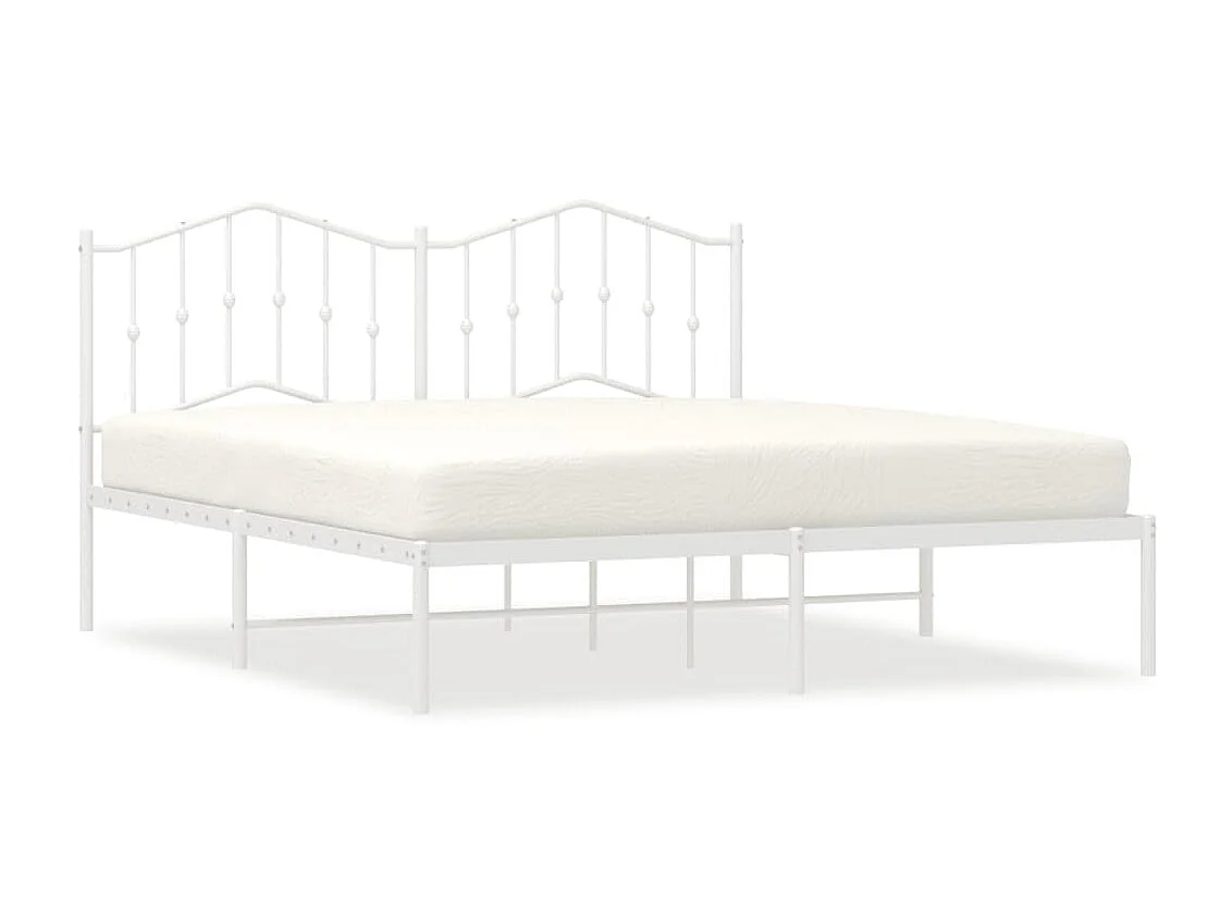 Lit-183x213 cm métal avec tête de lit blanc EGGB80227