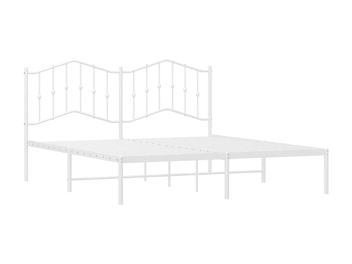 Lit-183x213 cm métal avec tête de lit blanc EGGB80227
