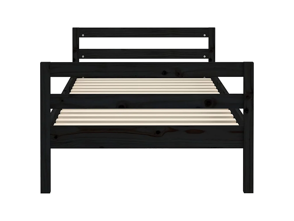 Lit-75x190 cm Noir Bois de pin massif EGGB77553