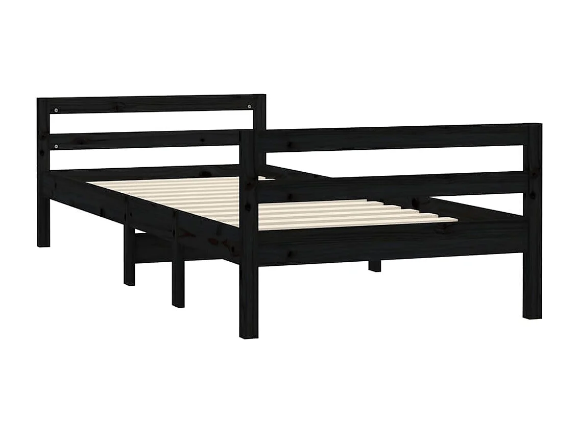 Cama 75x190 cm madera maciza de pino negro ES70890