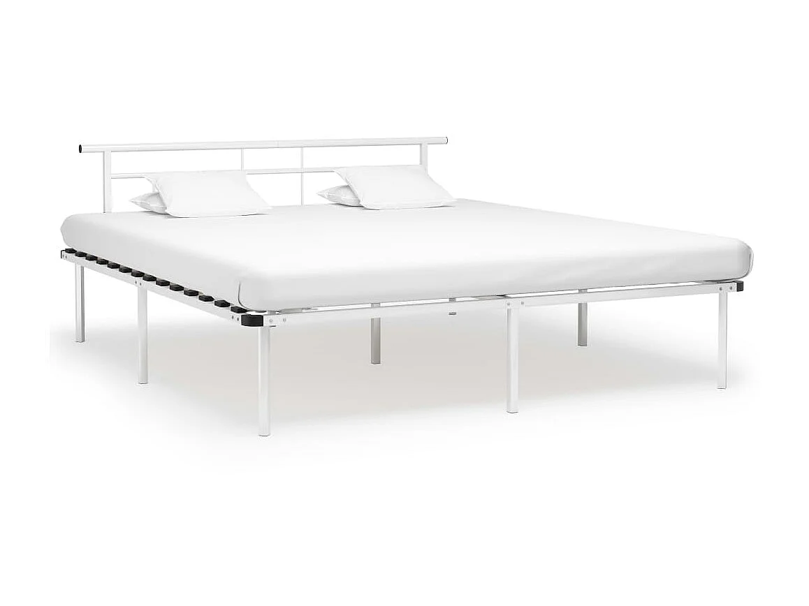 Lit-200x200 cm Blanc Métal EGGB48581