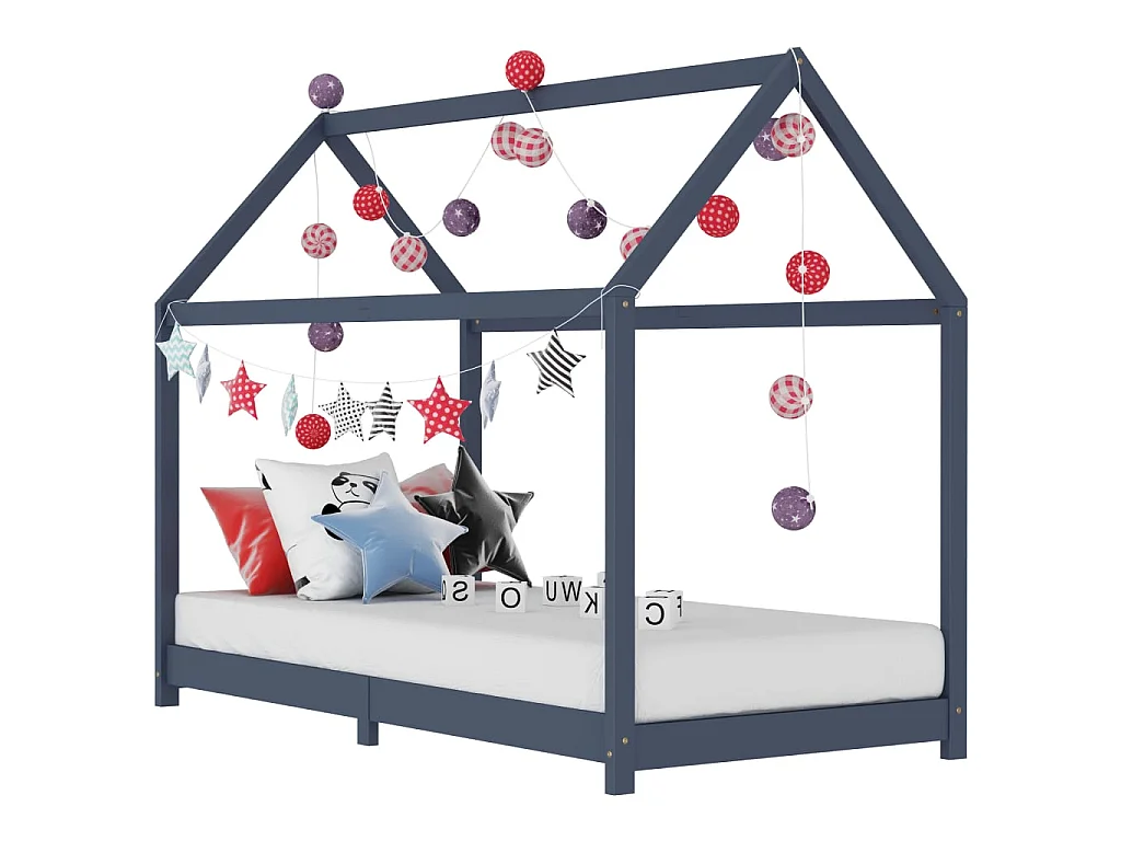 Lit-90x200 cm d'enfant Gris Bois de pin massif EGGB92842