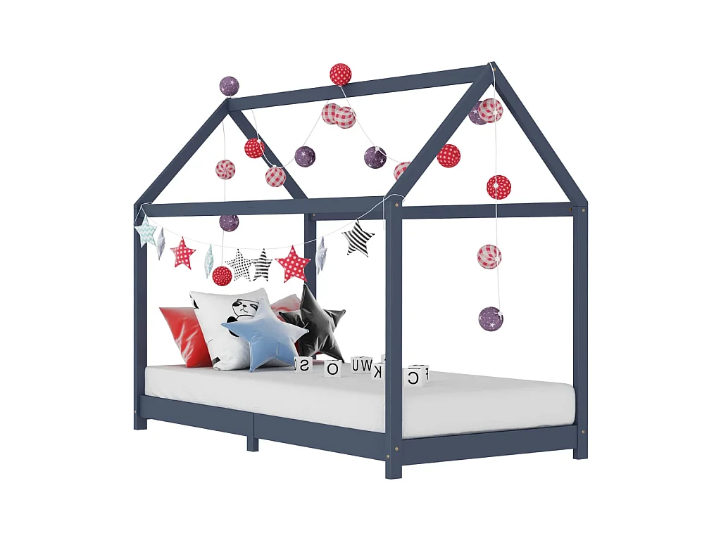 Lit-90x200 cm d'enfant Gris Bois de pin massif EGGB92842
