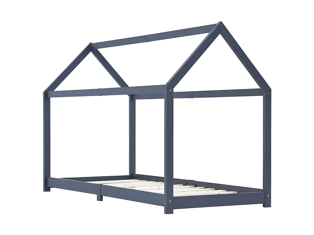 Lit-90x200 cm d'enfant Gris Bois de pin massif EGGB92842