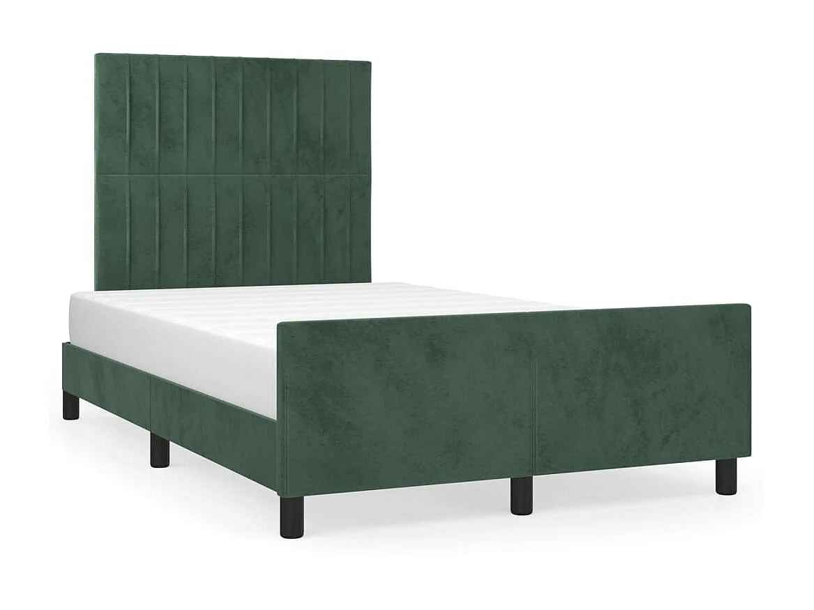 Lit-120x200 cm avec tête de lit Vert foncé Velours EGGB26058