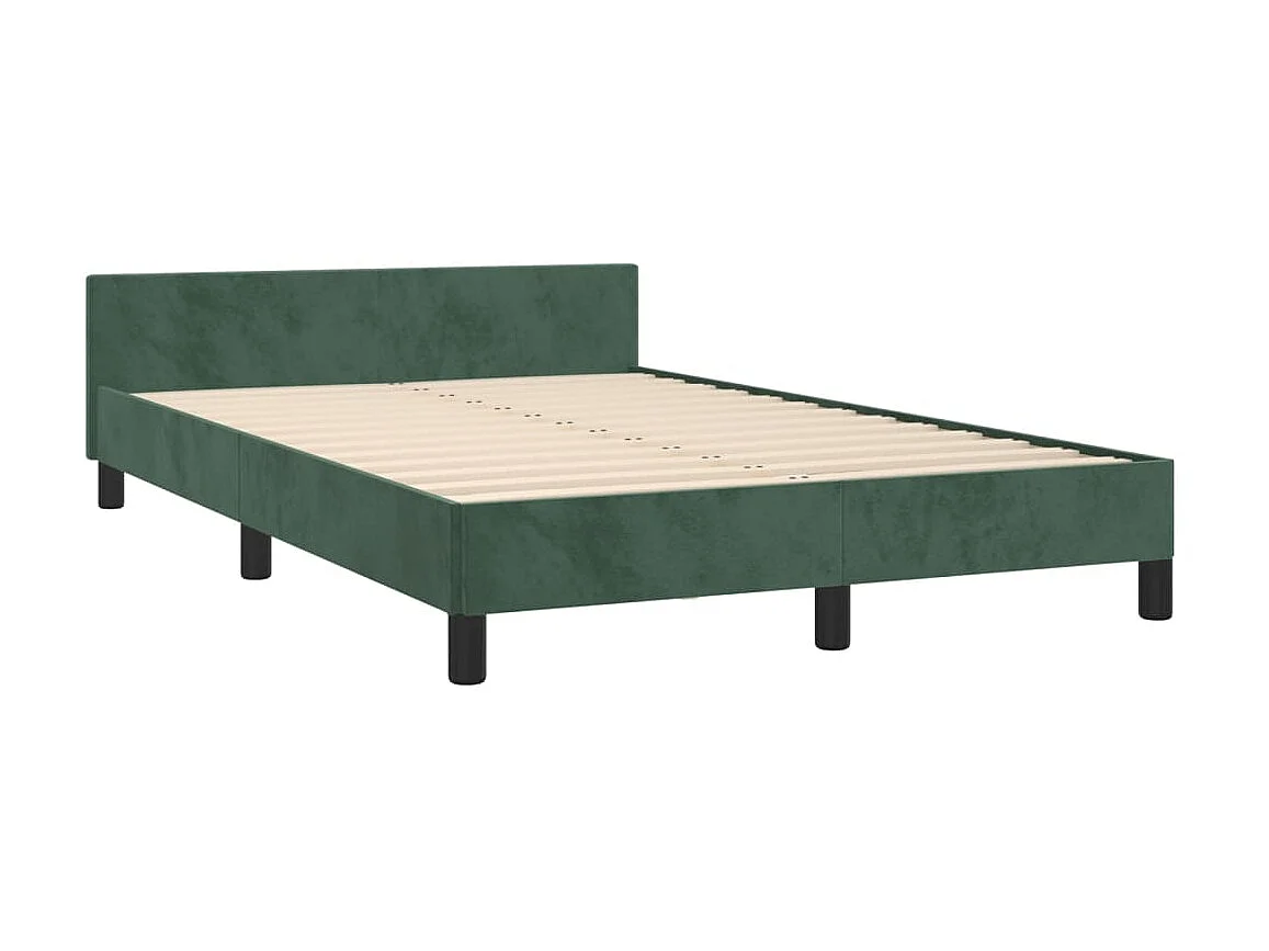 Lit-120x200 cm avec tête de lit Vert foncé Velours EGGB26058