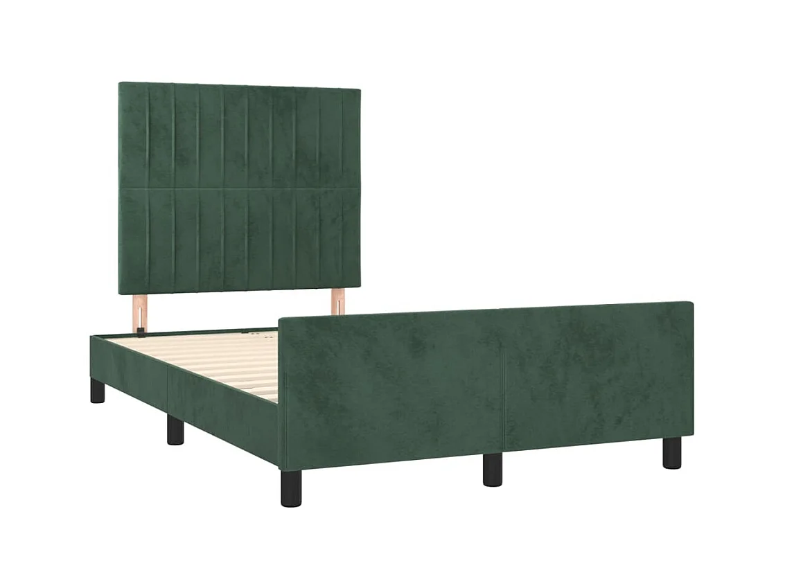 Lit-120x200 cm avec tête de lit Vert foncé Velours EGGB26058