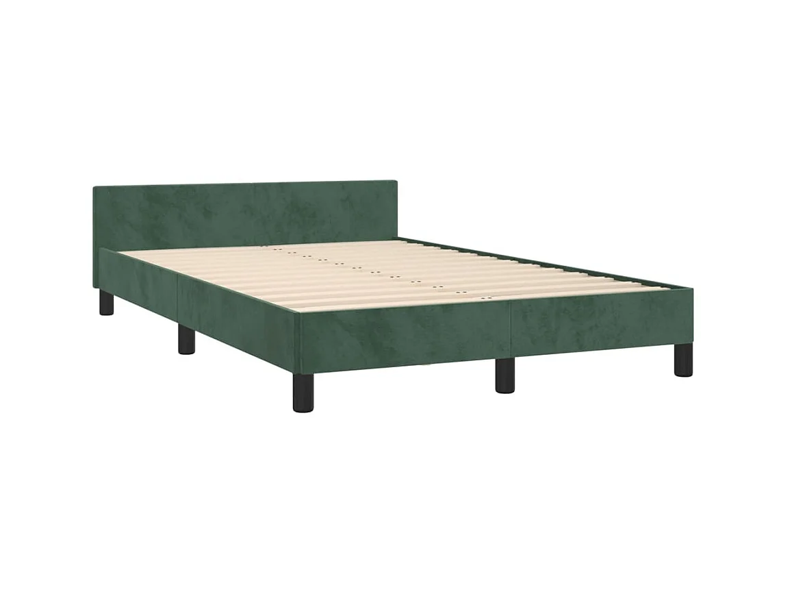 Lit-120x200 cm avec tête de lit Vert foncé Velours EGGB26058