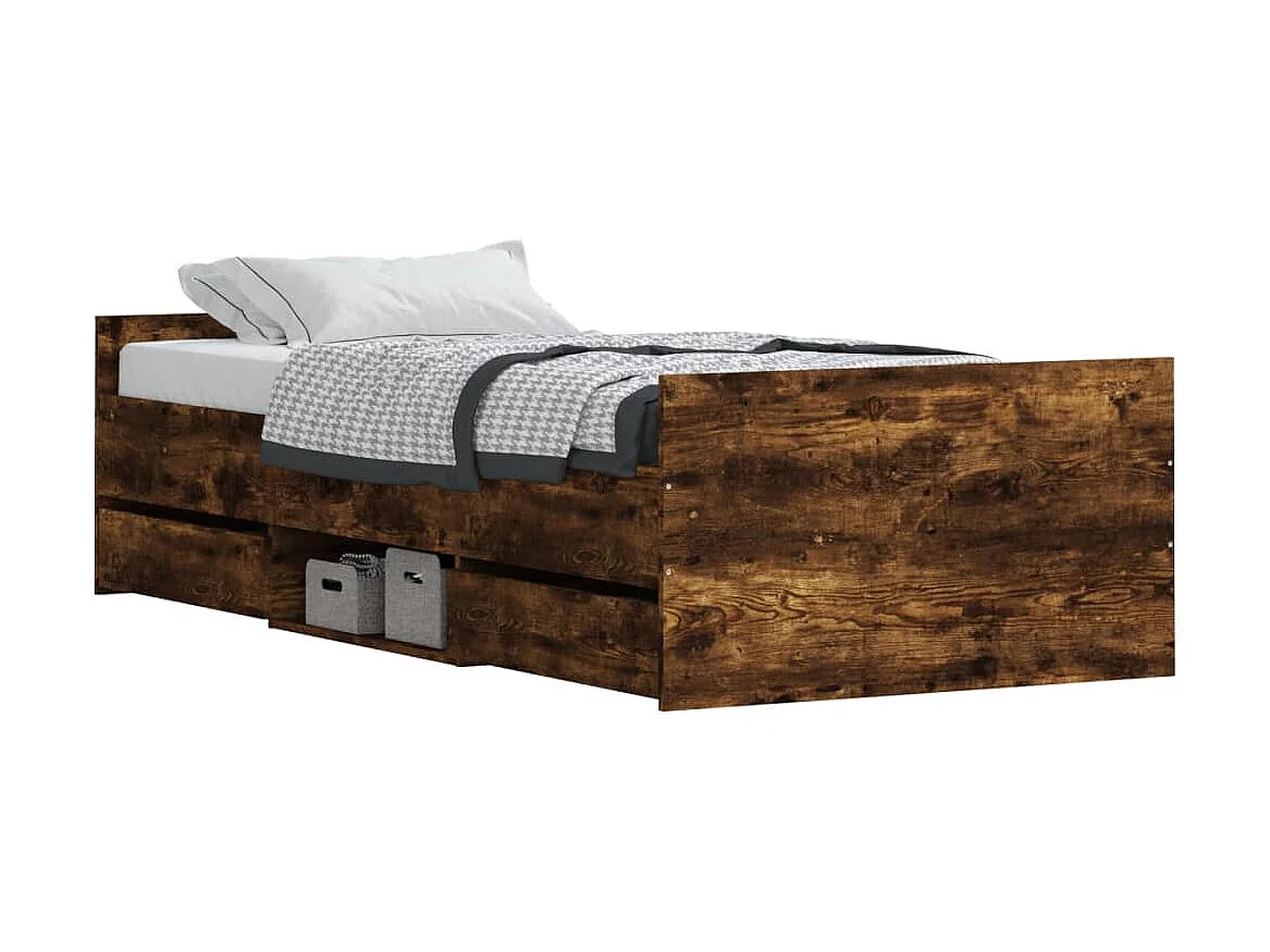Bedframe met hoofd- en voeteneinde gerookt eiken 90x200 cm NL94884