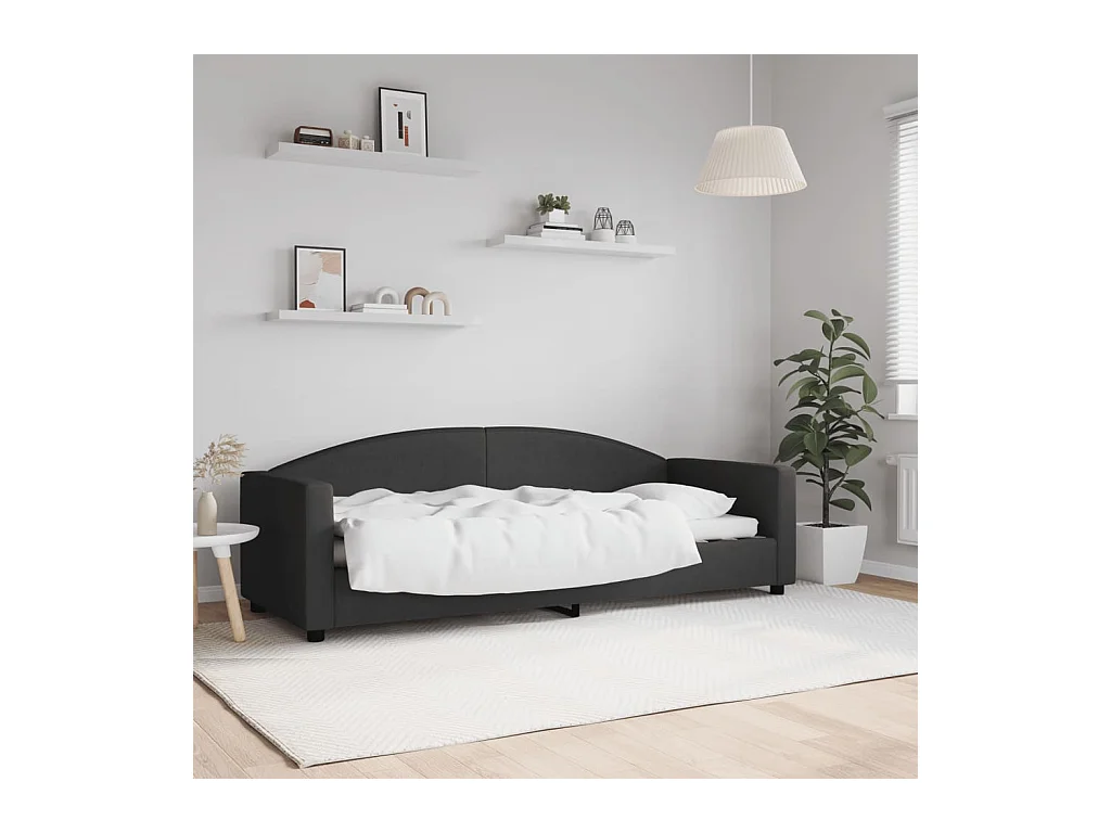 Lit-80x200 cm de repos noir tissu EGGB19480