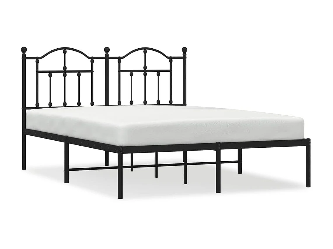 Lit-140x190 cm métal avec tête de lit noir EGGB98525