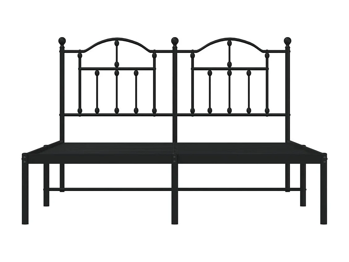 Lit-140x190 cm métal avec tête de lit noir EGGB98525