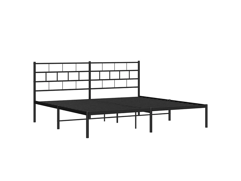 Lit-180x200 cm métal avec tête de lit noir EGGB14939