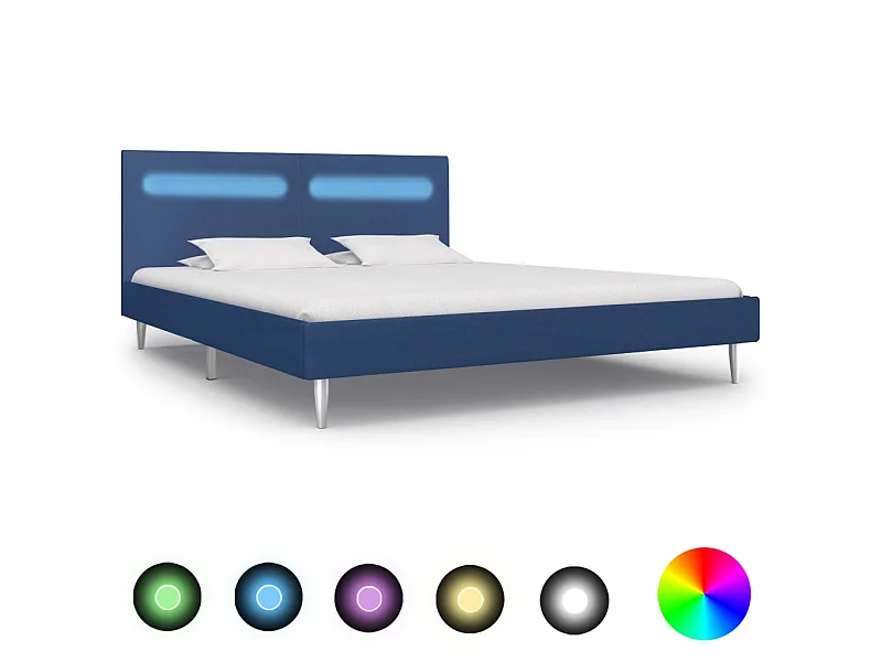 Lit-180x200 cm avec LED Bleu Tissu EGGB24282