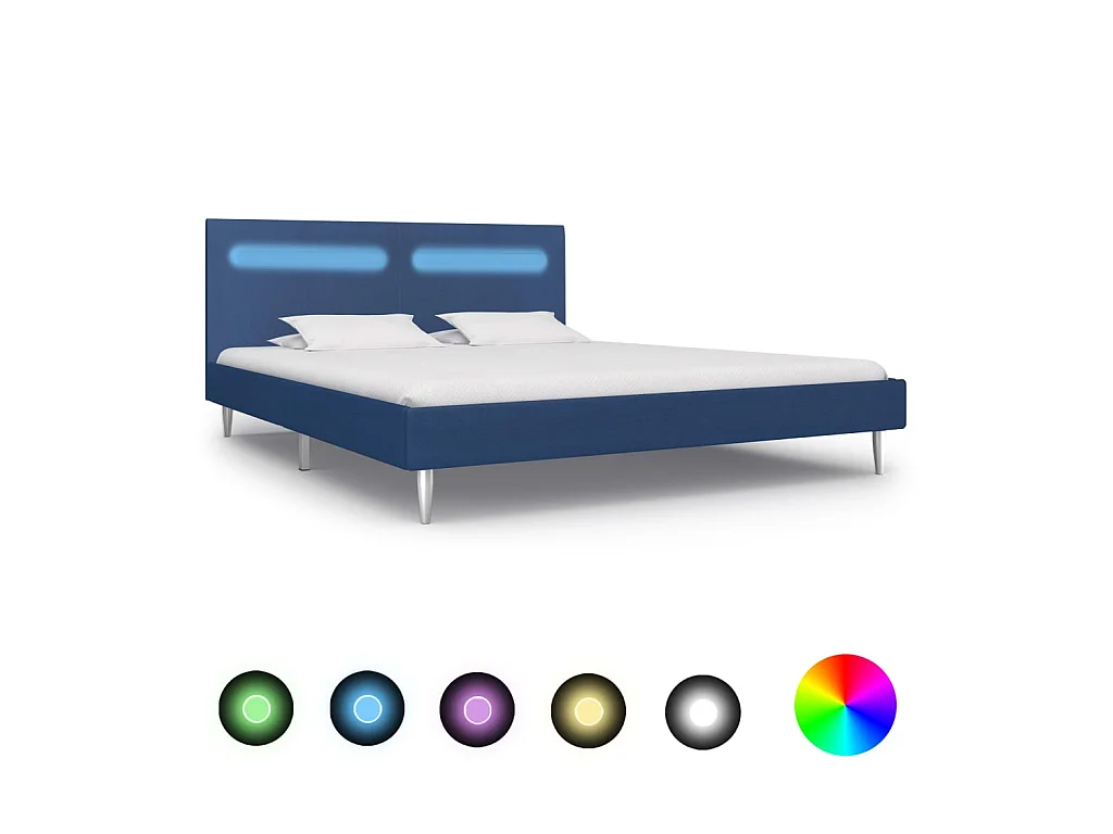 Lit-180x200 cm avec LED Bleu Tissu EGGB24282