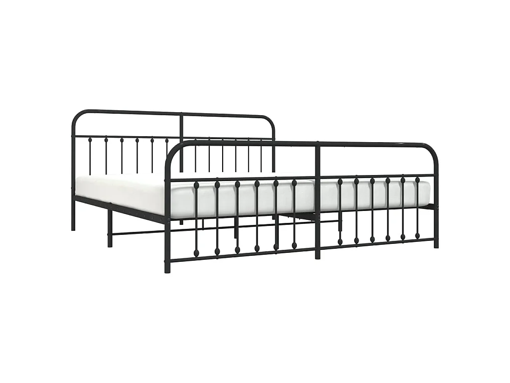 Lit-200x200 cm métal avec tête de lit/pied de lit noir EGGB64307